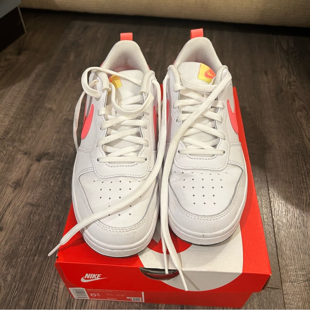 Nike Kids White and Pink Sneakers